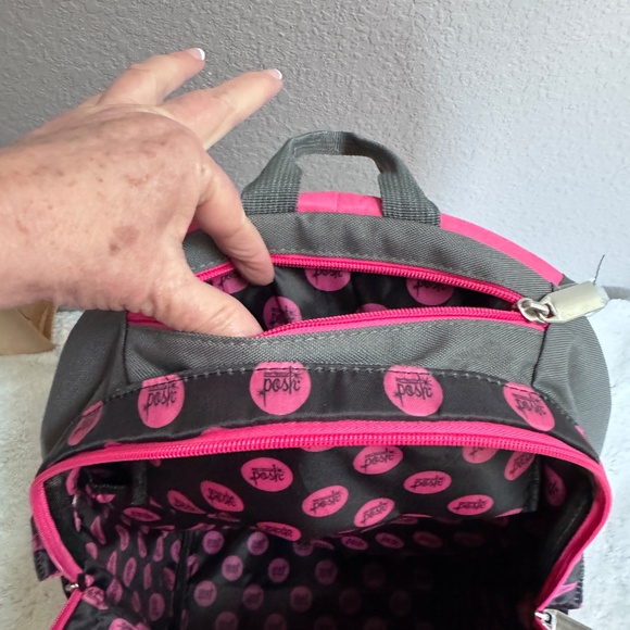 Perfectly Posh~Stylish pink, gray and black backpack~NWOT - Picture 9 of 14